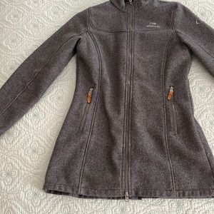 Stylish dark gray tweed jacket. Very warm thin fleece lined.